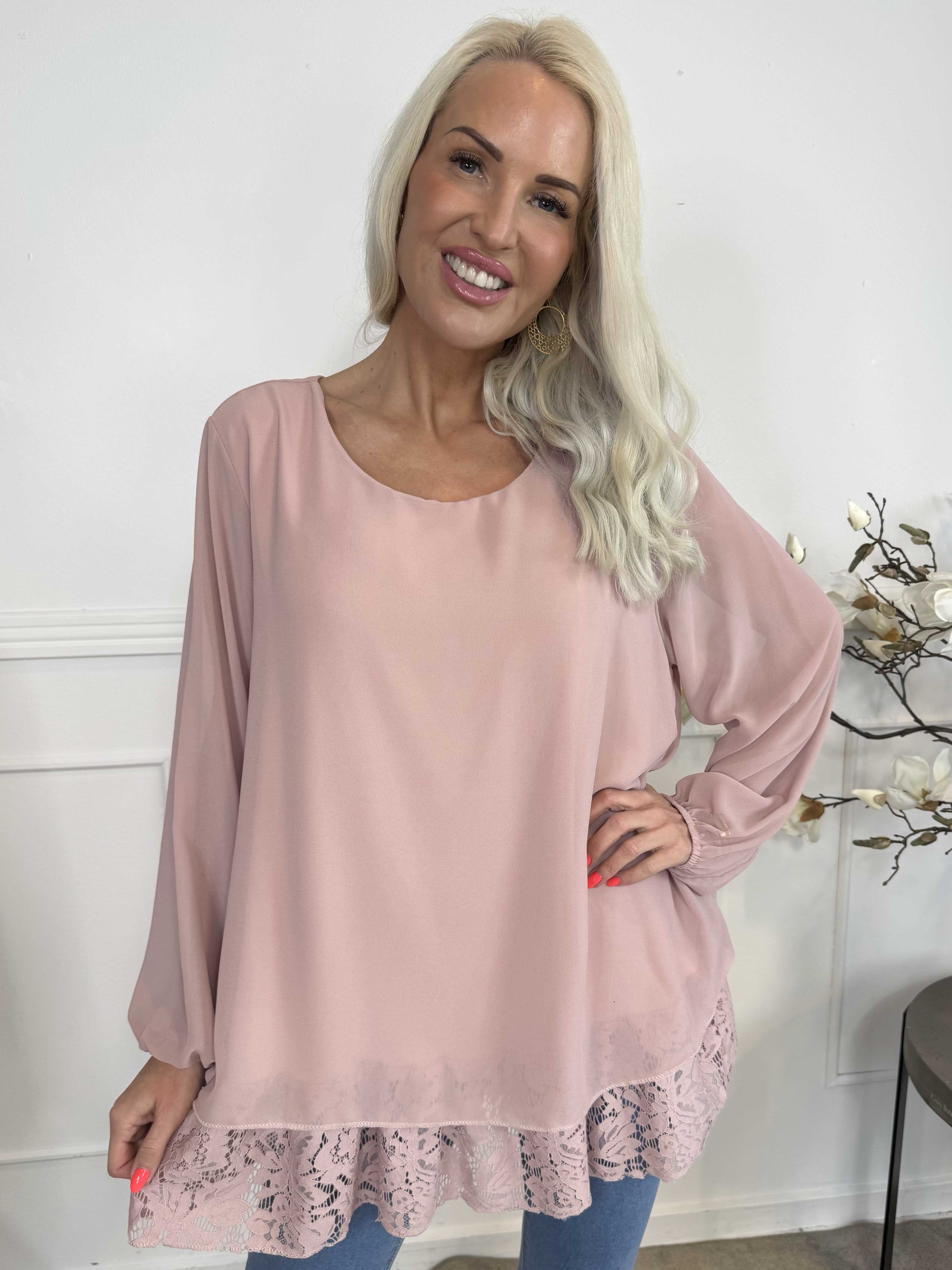 Luby Lace - Tunika i chiffong med spets i nederkant